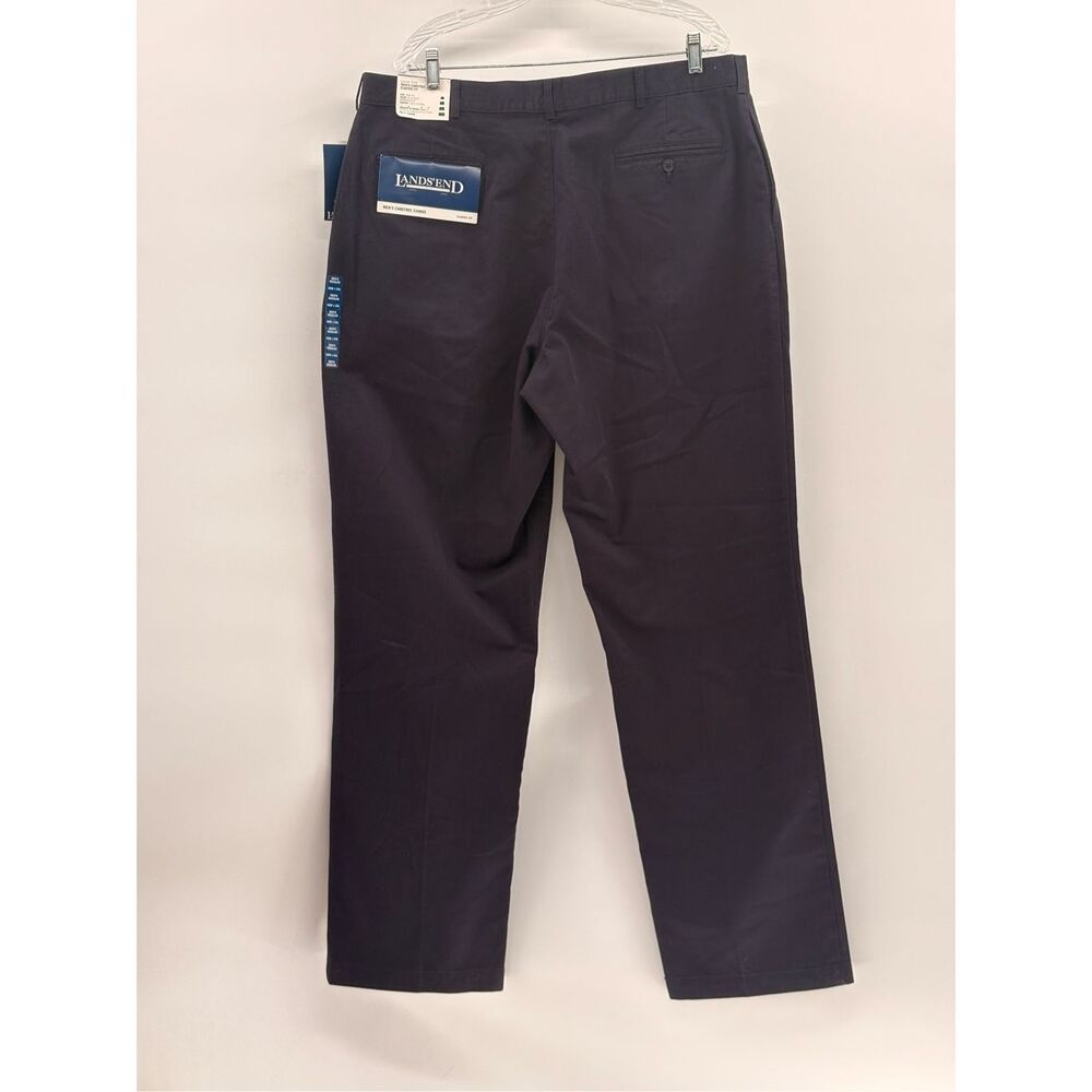 Lands End Chino Pants Men Size 40x34 Navy Blue‎ Classic Fit Carefree New